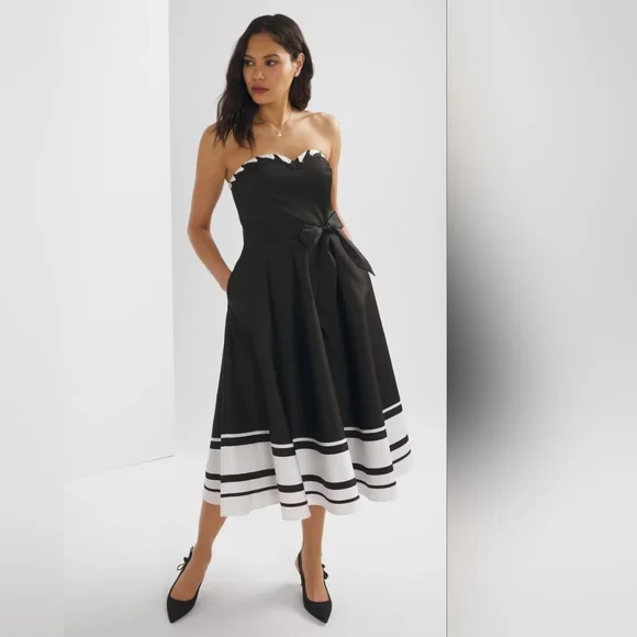 NWT White House Black Market Strapless Sweetheart Fit-N-Flare Dress Size 12 P - Picture 7 of 8